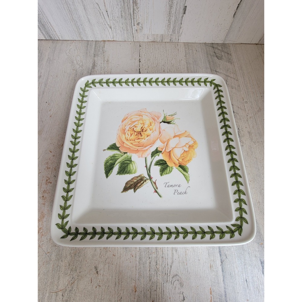 Botanical garden tamora peach 10 inch square dinner plate floral Portmeirion